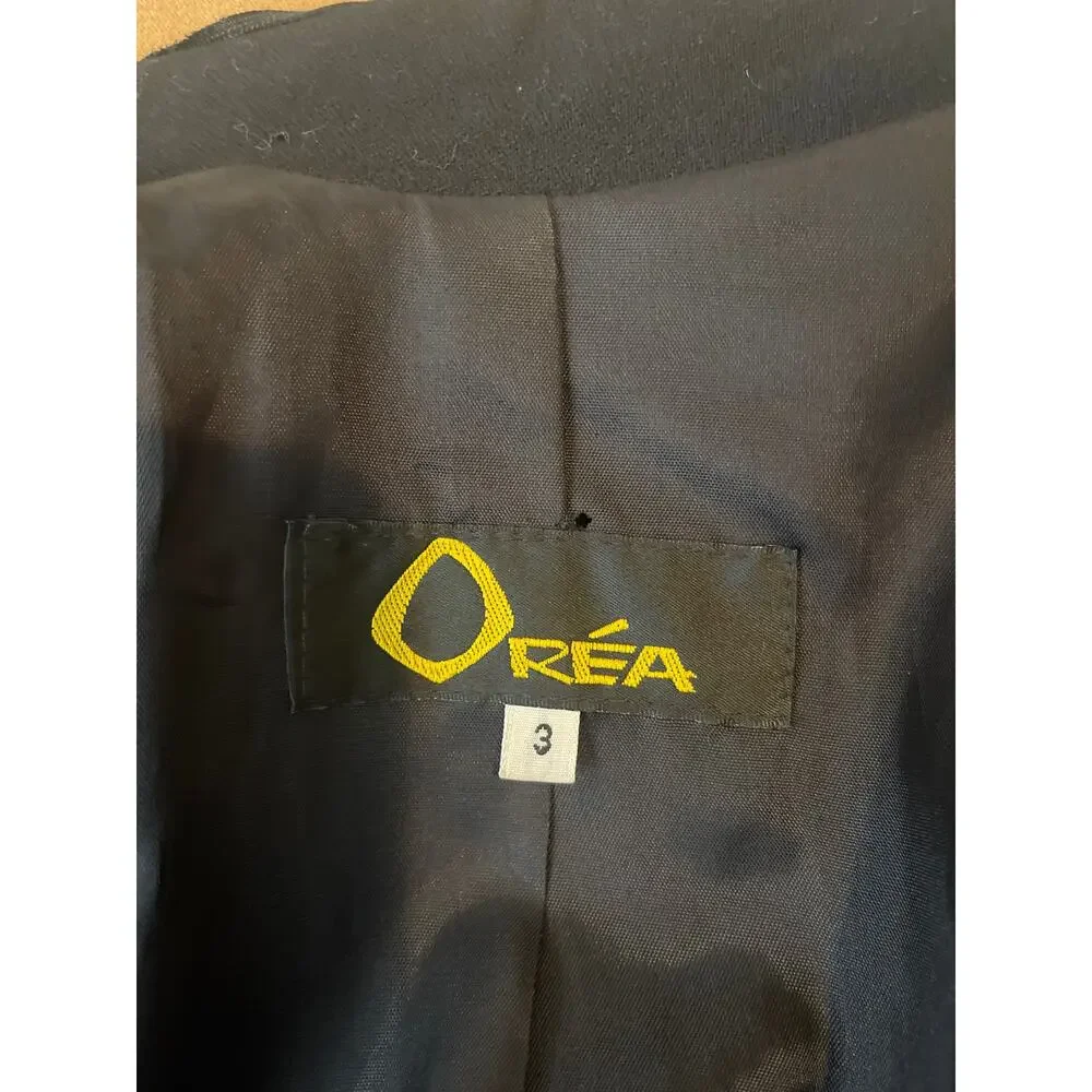 OREA Vintage Women Black Wool Blend Blazer With Embroidery Trim Size 3